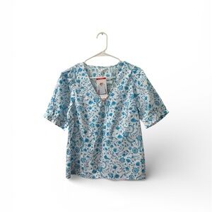 Draper James Blue and White Floral Top